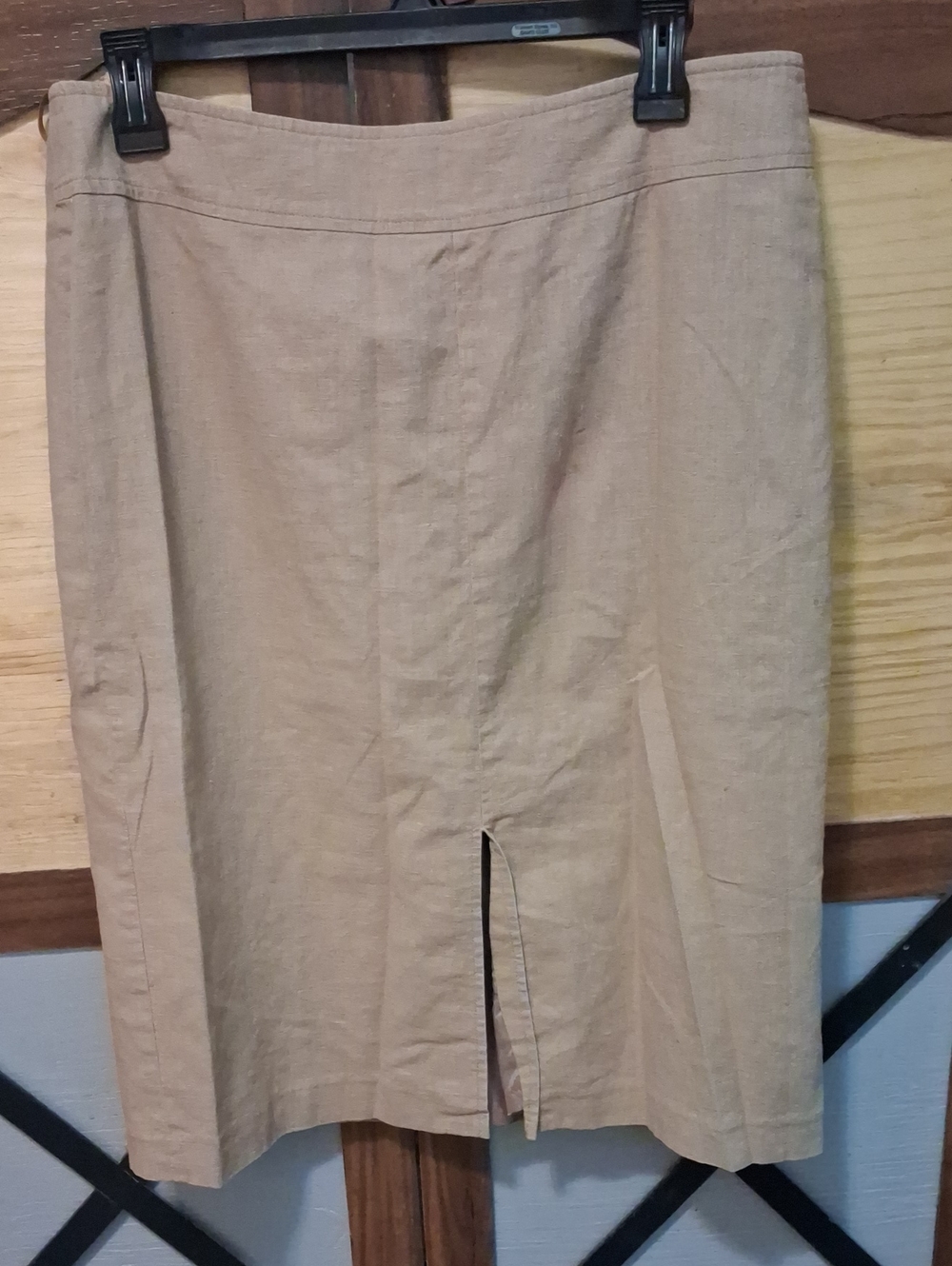 Newport News Beige Pencil Skirt with Front Slit
